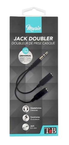 CABLE DOUBLEUR JACK 3.5MM MALE >> 2 JACK